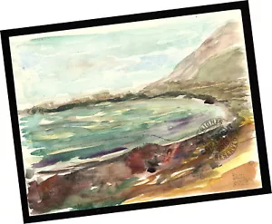 Rincon Coast Ventura 2014 Contemporary Art Watercolor PAINTING SIGNED seascape - Picture 1 of 12