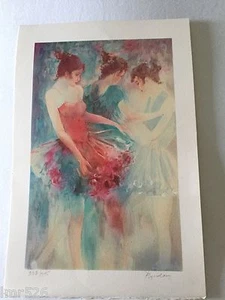 Ballerinas Kunstdruck signiert nummeriert LTD 232/295 Stoffpapier 12" x 18" MC - Bild 1 von 4