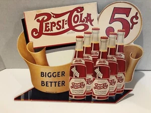 Pepsi-Cola Schild 5 Cents, größer besser, 1991 original Repro, sauber - Bild 1 von 4