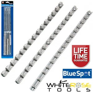 BlueSpot Steel Socket Rail Set 1/4" 3/8" 1/2" Drive Sockets 15 Clips per Rail - Picture 1 of 3