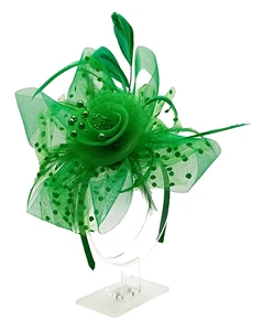 Fascinator Hat - Headband Clip - Bow & Feathers - Garden Tea Party - Wedding - Picture 1 of 11