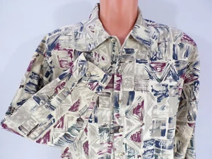 Camisa Greg Norman para Hombre XL L/S Diseño Geométrico Borgoña Azul Marino Beige 100% Algodón  - Imagen 1 de 8