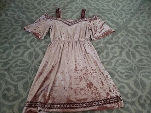 Lucky Brand BLush Pink Velour Cold Shoulder Dress Size SMALL - Picture 1 of 5