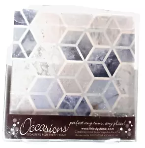 Posavasos Ocasiones Gris Beige Blanco Cubo Geométrico Patrón Juego de 4 Nuevos - Imagen 1 de 4