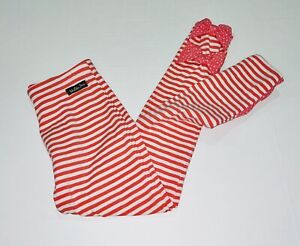 Matilda Jane Girls Zola Pink Stripe Bow Hem Cotton Knit Leggings Size 8 VG/EUC