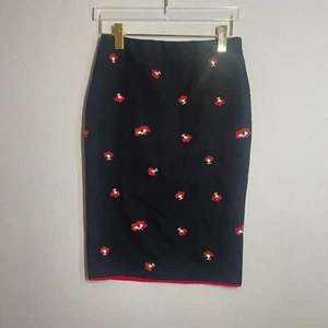 Victoria Beckham Rock 8 schwarz Midi Bleistift Blumen bestickt Reißverschluss Schlitz Karriere - Bild 1 von 8