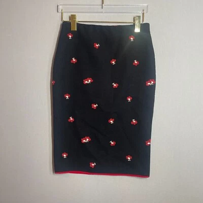 Falda Victoria Beckham 8 Negra Midi Lápiz Floral Bordado Cremallera Abertura Carrera Foto 1 de 4