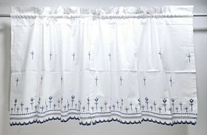Tulpenzeit Blume maßgeschneiderte Tiervorhänge 60""x24""/Paar primitiv weiß blau Neu in Verpackung - Bild 1 von 5