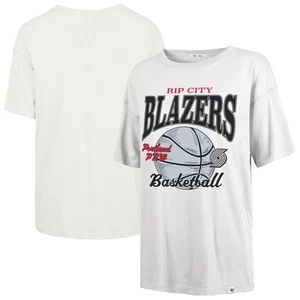Women's-'47  White Portland Trail Blazers City Edition Down Court Sadie T-Shirt - Picture 1 of 3