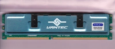 1GB PC3200 RAMJET TRANSCEND TS128MLD64V4J DDR-400 STICK DDR1 BLUE HEATSPREADER - Image 1 of 3