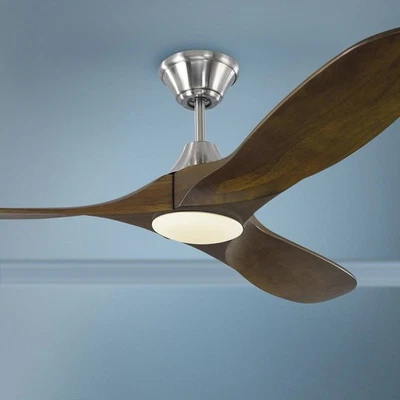 52" Visual Comfort Maverick II Brushed Steel LED Damp Fan with Remote - Image 1 of 3