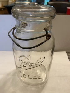 Vintage Ball Ideal Canning Jar & Lid Clear Wire Bail - Picture 1 of 4