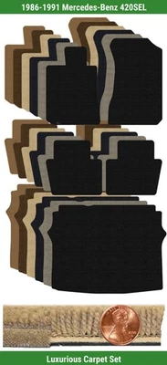 Juego de alfombrillas de lujo personalizadas para Mercedes-Benz 420SEL 1986-1991 (5 piezas) #XNQ Foto 1 de 4