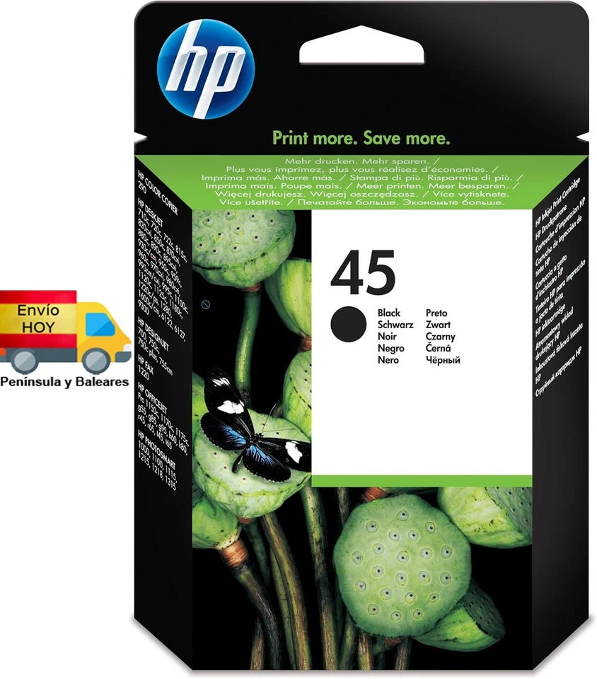 HP 45 TINTA CARTUCHO NEGRO ORIGINAL HP45 - Imagen 1 de 1