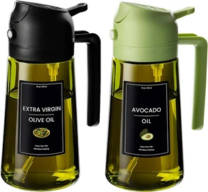 - 16 Unzen/470 ml Olivenölspender für Küche mit Aufklebern - 2 in 1 Olivenöl Sp - Bild 1 von 12