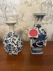 Blue And White Flower Vases Set of 2 - Clean Condition - 1 from Pier 1 - Picture 1 of 5