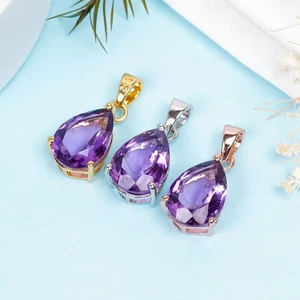 Amethyst Pendant natural purple amethyst 925 silver pendant Silver Color - Picture 1 of 12