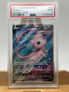 PSA Mint 9 Mew V 250/264 Pokemon Fusion Strike Full Art - Picture 1 of 2