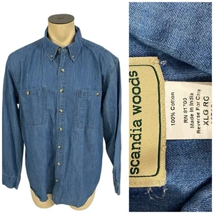 Camisa vaquera Scandia Woods para hombre talla XL algodón azul trabajo básico pesca campamento rancho - Imagen 1 de 12