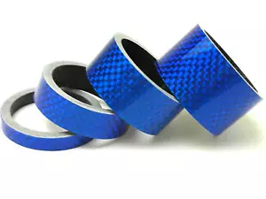 4pc Bike Stem BLUE Carbon Spacer 28.6mm 20 15 10 5 NEW - Picture 1 of 1