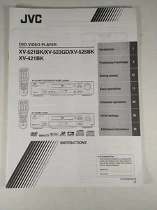 JVC DVD Video Player XV-521BK XV-523GD XV-525BK XV-421BK Instructions - Picture 1 of 2