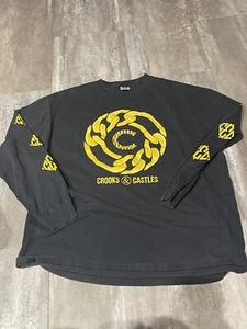 Crooks & Castles Black Graphic Long Sleeve Pull Over Sweatshirt Men’s Size 2XL - Picture 1 of 4