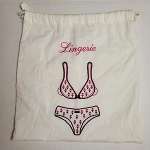 BORSA PIGIAMA LINGERIE vintage ricamata a mano reggiseno intimo bianco cotone - Foto 1 di 12