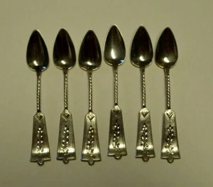 6 Silver Demitasses Spoons Dutch Hallmark 3 3/4" Bright Cut No Monograms 1.2 Toz - Picture 1 of 3