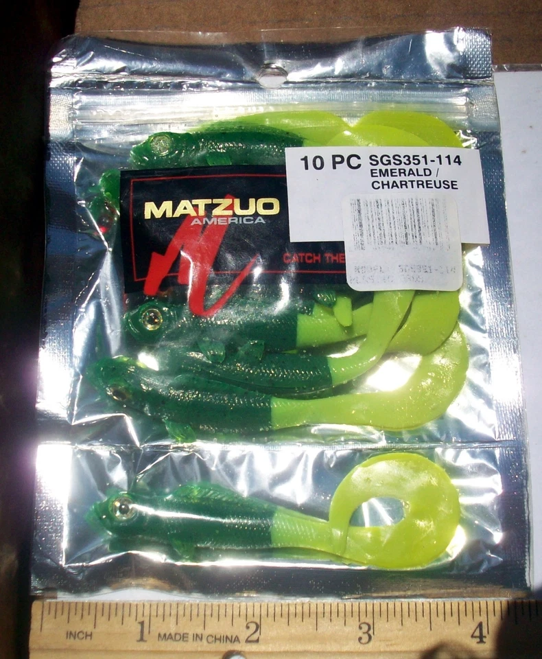 Señuelos de pesca de lubina 10ct EMERALD CHARTREUSE cola 5" SWIMBAIT GRUBS cebos de agua salada Foto 1 de 4
