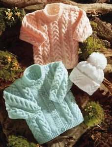 Baby Toddler cardigan pullover jumper size 41-66 knitting pattern textured 8 ply - Picture 1 of 2