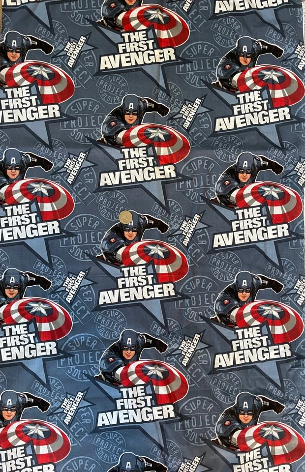 MARVEL AVENGERS CAPTAIN AMERICA THE FIRST AVENGER  100% COTTON FABRIC 35" PIECE - Image 1 of 1