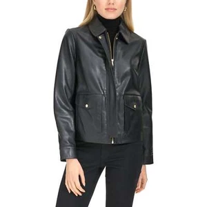 Cole Haan Women's Trucker Genuine Leather Jacket - Picture 1 of 2