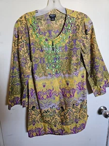 Túnica bohemia para mujer Style & Co 10P detalles de cuentas de madera - Imagen 1 de 7