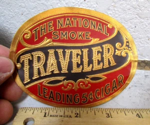 Etiqueta original vintage, viajero, estilo ovalado, caja de cigarros etiqueta de tabaco, NUEVO - Imagen 1 de 2
