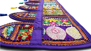 Decorative Patchwork Window Door Valance Diwali Wall Hanging Tapestry 78" Purple - Picture 1 of 4