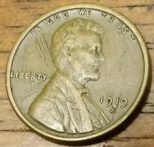 1919s LINCOLN WHEAT CENT PENNY AU Condition - Picture 1 of 4