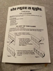 Vintage 1986 Milton Bradley The Price is Right Board Game game rules only - Picture 1 of 2