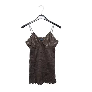 Witchery Khaki Brown Spaghetti Strap V-Neck Lace Camisole Top - Size S - Picture 1 of 10