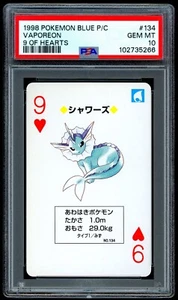 Pokemon VAPOREON Japonés AZUL Reverso 9 de Corazones Tarjeta POKER 134 - PSA 10 GEMA COMO NUEVO - Imagen 1 de 2