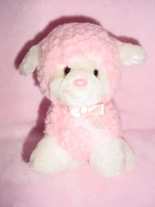 14"-Vtg-1993-90s-Summit Toy Corp-Baby Pink Plush Fur Stuffed Animal Lamb Sheep - Picture 1 of 1