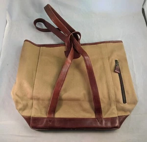 Ellington Backpack Tan Canvas with Brown Leather Trim Handbag - Picture 1 of 8