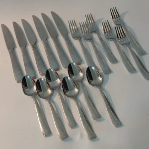 HF Signature 18/10 Edelstahl Besteck gehämmerter Griff 18-teiliges Set Service für 6 - Bild 1 von 11