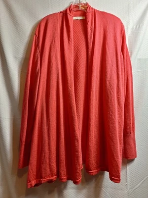 Suéter Cárdigan Drapeado Frente Abierto SEJOUR Talla 2X/3X Melón Coral Slouchy Lagenlook Foto 1 de 4