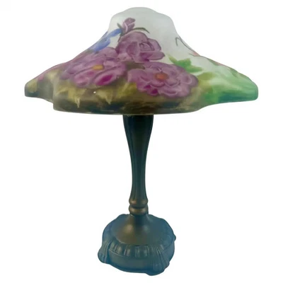 Pairpoint Puffy Style Hand-Painted Floral Table Lamp with Bronze-Finish Base - Image 1 of 4