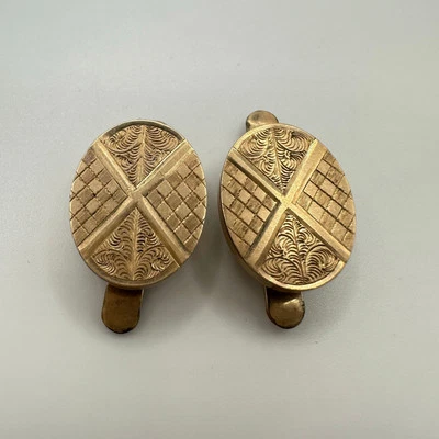 Gemelos antiguos victorianos rellenos de oro rosa grabados ovalados Foto 1 de 4