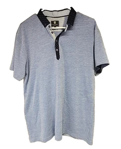 Polo Steel & Jelly London uomo XL manica corta blu bianco - Foto 1 di 8