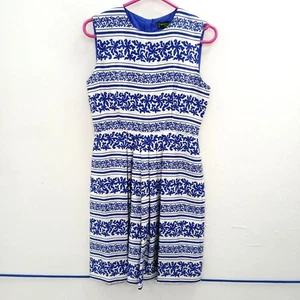 Shanghaitang Dress UK 10 White Blue Pattern Mulberry Silk Womens RMF17-LW - Picture 1 of 7