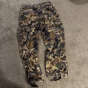 Vintage Jerzees Outdoor Herren Cargo Camo Hose Größe L verstellbarer Bund Waldboden - Bild 1 von 7