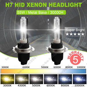 2X H7 55W HID Xenon Bulbs Kit Metal Base 43000K/5000K/6000K/8000K/10000K/12000K