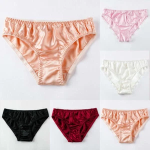 Women Ladies Silky Satin Briefs Panties Knickers Lingerie Underwear UK - Picture 1 of 20